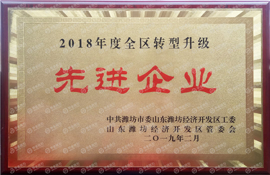 華全動力被評為濰坊2018年度全區(qū)轉(zhuǎn)型升級先進企業(yè)